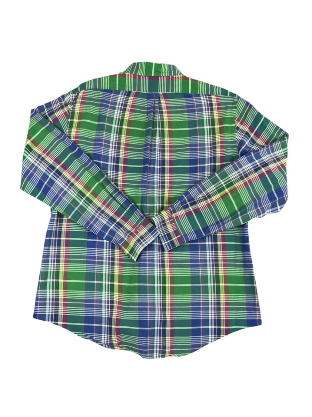 Ralph Lauren Mens Green Blue Plaid Button-Down Shirt XL Custom Fit Cotton Long S - Picture 3 of 9